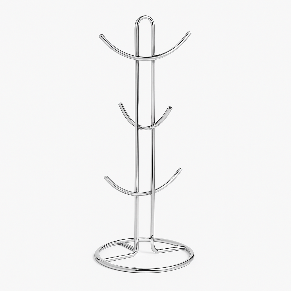 🔥 NEW ARRIVAL OFFER! 🔥 Heavy-Duty Silver Cup Holder Rack 🏆 – 6 Hooks V-Shape Stand ☕🍵 | Premium Stainless Steel Organizer 🥇 Easy Hanging & Modern Kitchen Storage 🏡✨