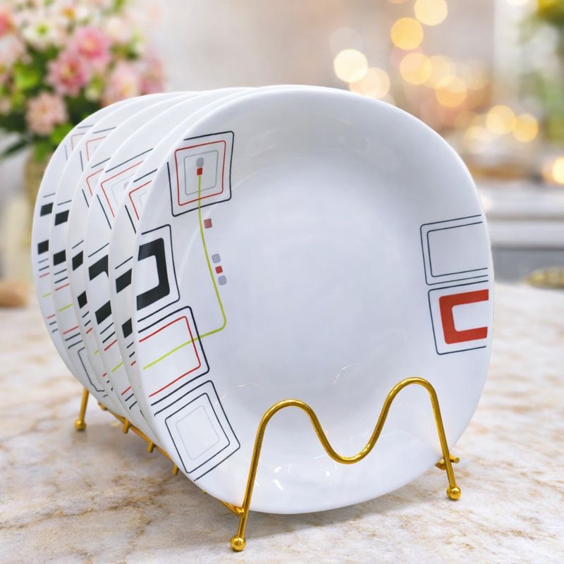 🔥 LIMITED TIME OFFER 🔥SUNDABESTS 6PCS Premium Ceramic Dinner Plates 🍽️ | Modern Square Design | Scratch & Chip Resistant | Elegant Dining Set