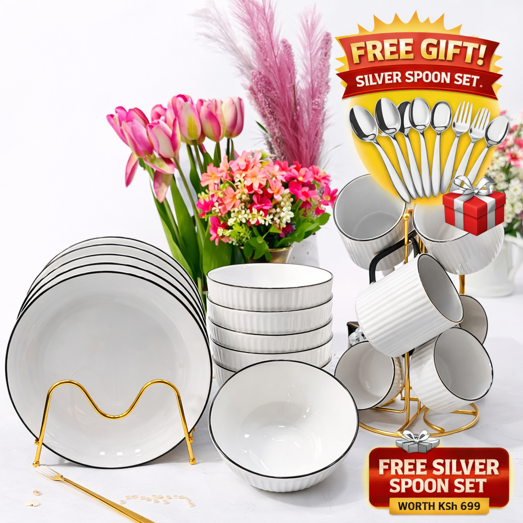 🌟 SPECIAL OFFER! 🔥 Premium 18PCS Japanese Ceramic Dinner Set 🇯🇵 – 6 🍛 Dinner Plates + 6 🥤 Mugs + 6 🥣 Bowls – Elegant, Durable & Luxurious ✨ + FREE