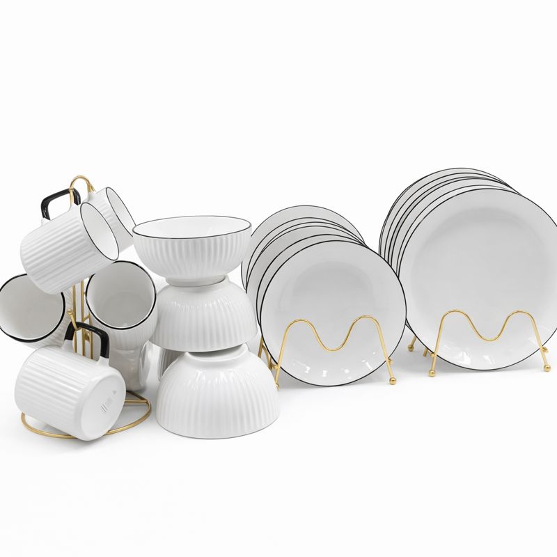 ⚡2026 HOT SALE | 24PCS Japanese Ceramic Dinner Set 🇯🇵 6☕Mugs 12🍽️Plates 8" 6🍲Bowls | Elegant White Luxury Tableware | Durable Scratch Resistant | 🎁FREE Gift Included | Limited Time Special Offer