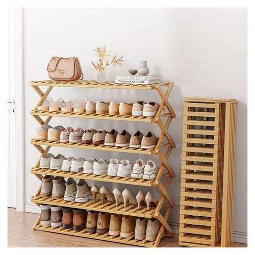 NEW QUALITY Single 5-Layers Brand New Very High Quality Strong and durable@ affordable price🔺multifunctional foldable Bamboo shoerack. Designed With Elegancy and Functionality