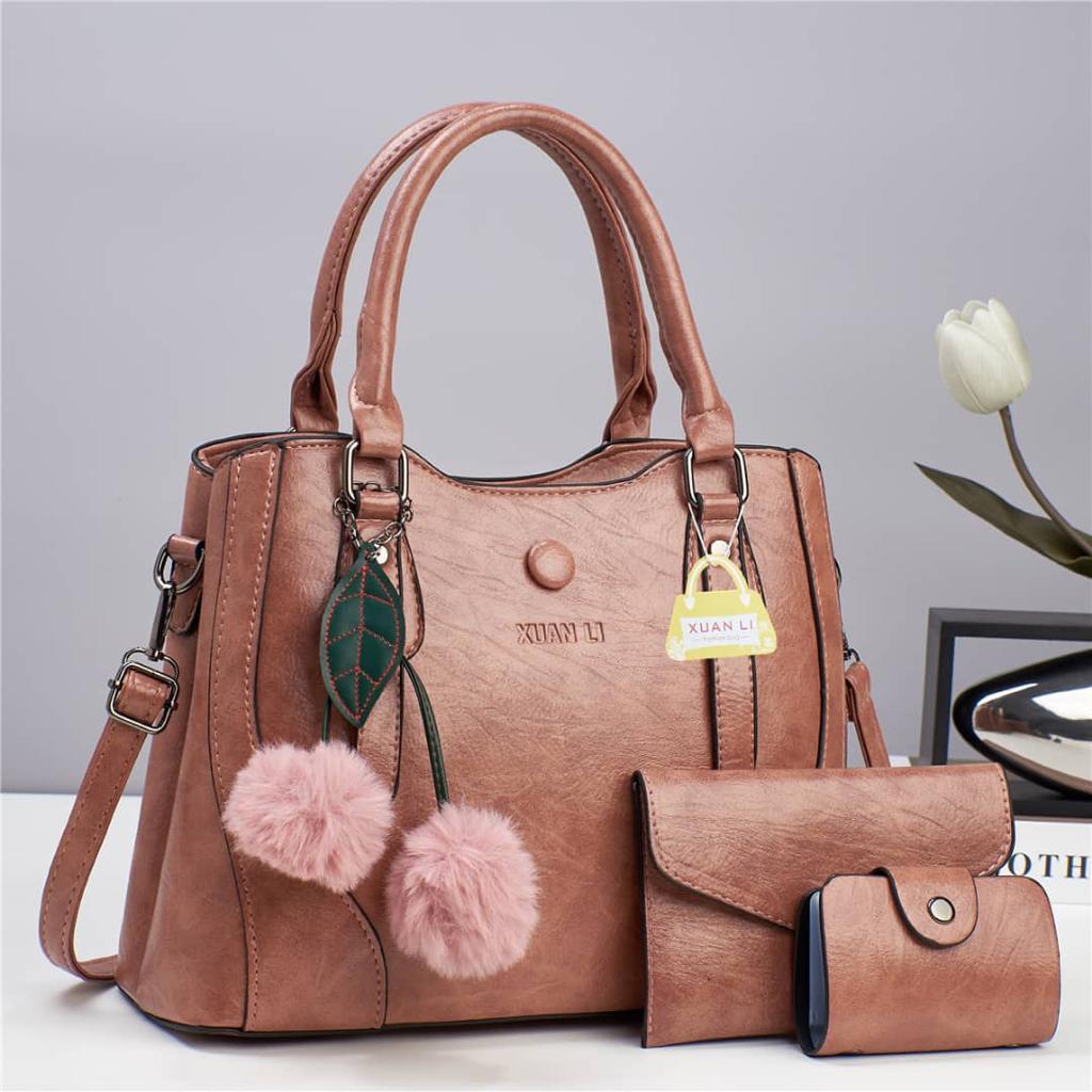 HIGH QUALITY 3PC NEW ARRIVAL⚡ HIGH QUALITY PU LEATHER 3 IN 1 women's/ladies 🔥 fashion🔥🔥 handbag!