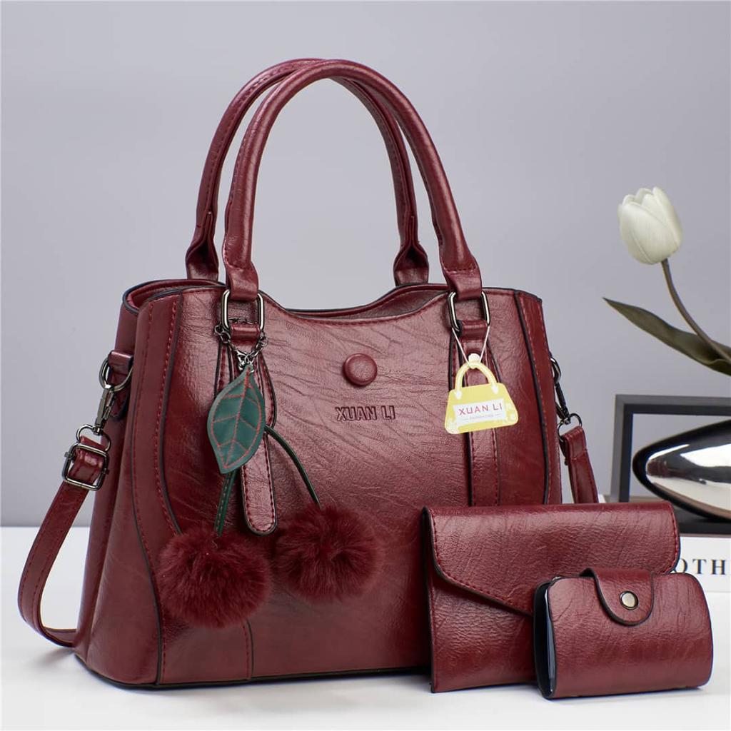 HIGH QUALITY 3PC NEW ARRIVAL⚡ HIGH QUALITY PU LEATHER 3 IN 1 women's/ladies 🔥 fashion🔥🔥 handbag!