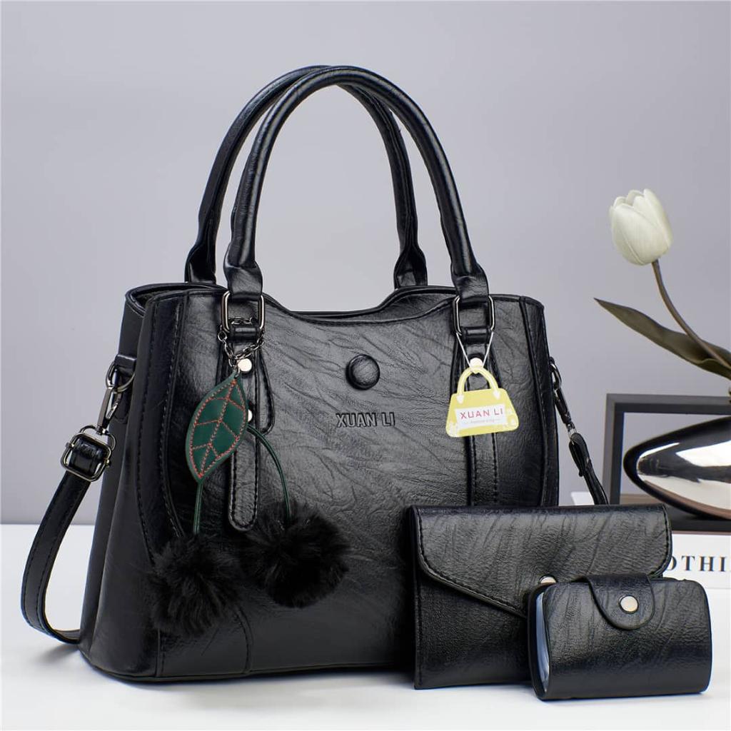 HIGH QUALITY 3PC NEW ARRIVAL⚡ HIGH QUALITY PU LEATHER 3 IN 1 women's/ladies 🔥 fashion🔥🔥 handbag!