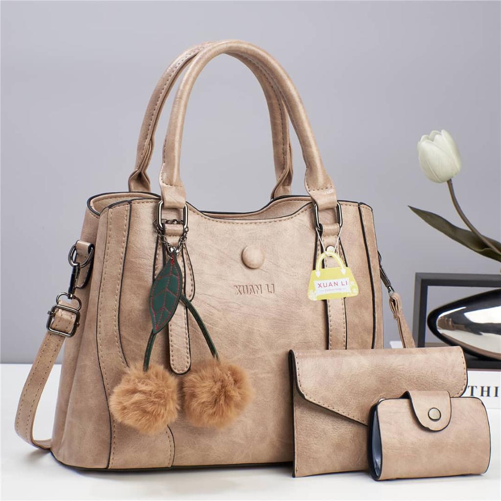 HIGH QUALITY 3PC NEW ARRIVAL⚡ HIGH QUALITY PU LEATHER 3 IN 1 women's/ladies 🔥 fashion🔥🔥 handbag!