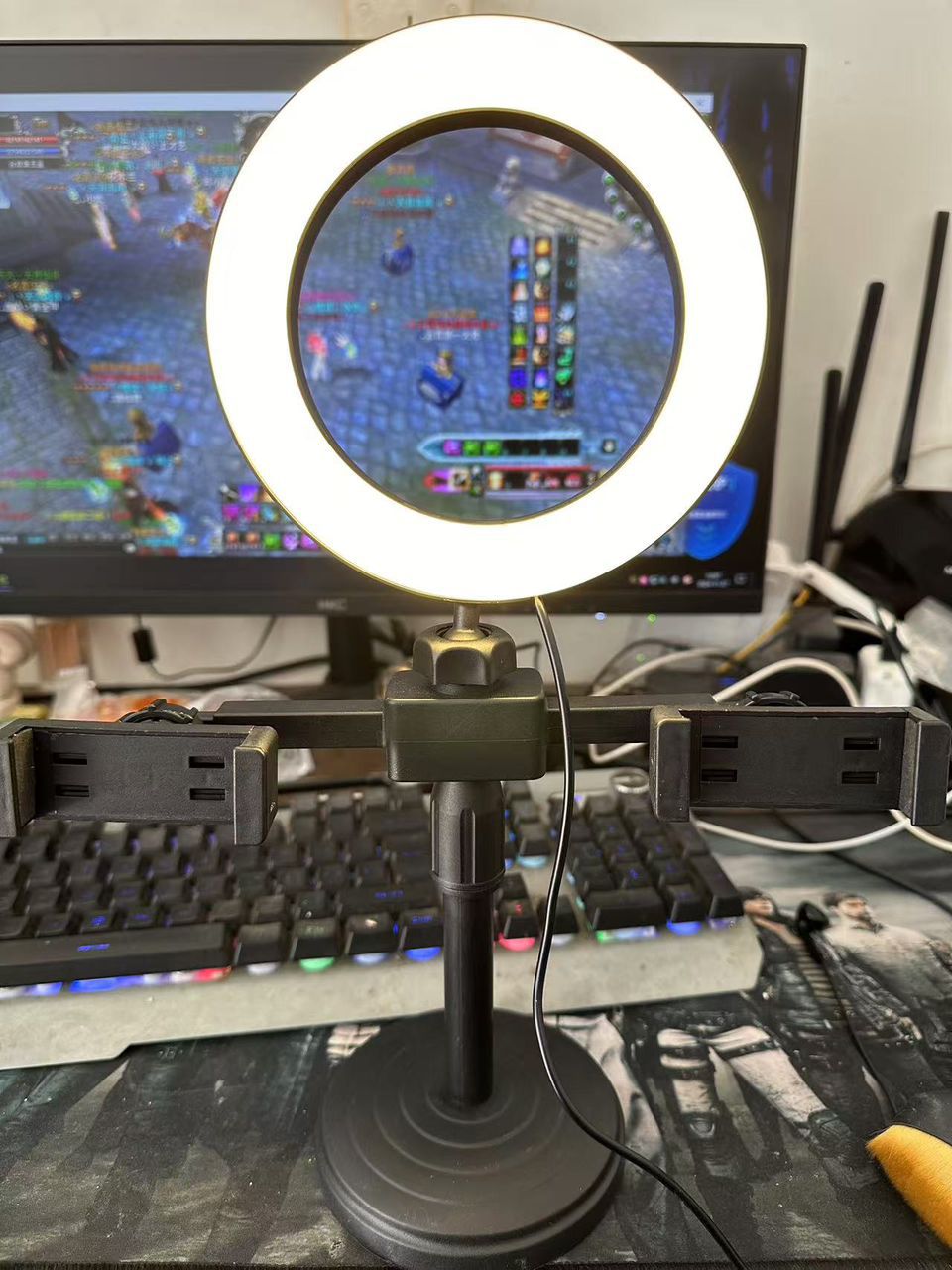 ORIGINAL DUAL POSITION Ring light Universal Mobile phone Clip Mini Metal Desktop Multi-function Tripod Bracket Holder for iPhone Phone Live Bracket.