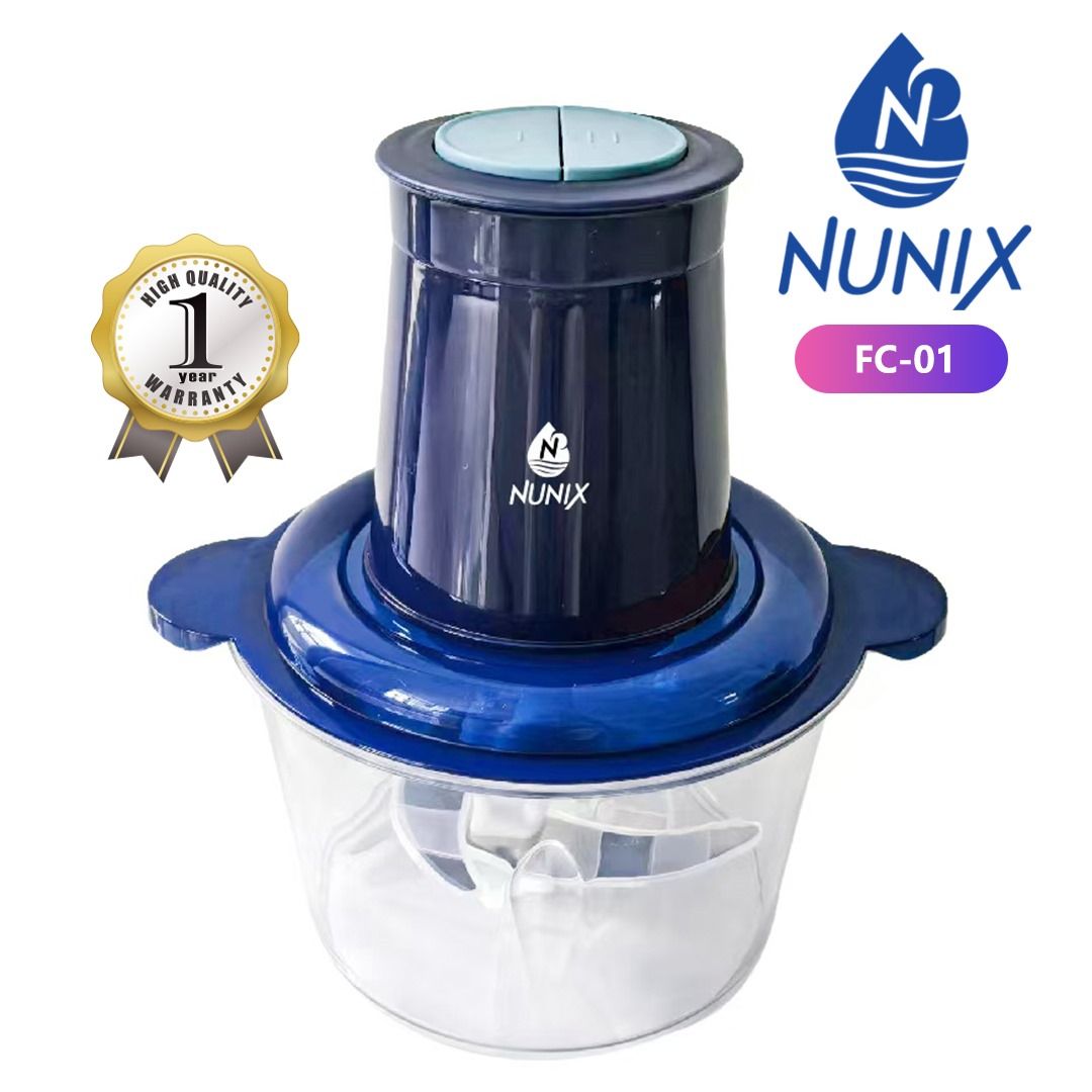 ORIGINAL NUNIX FOOD CHOPPER MULTI-FUNCTIONAL 2L WITH STEEL BEARING HEAD FC-02▪️DETACHABLE PARTS FOR EASY CLEANING STAINLESS STEEL BOWL 2 LITERS CAPACITY HIGH QUALITY STAINLESS STEEL BLADDES.