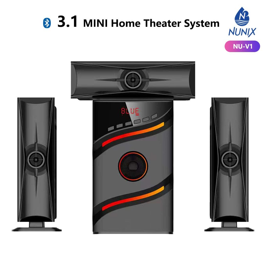Nunix NU-V1 3.1 Channel Multimedia Subwoofer Speaker Sound System Mini Home Theater /USB/SD/FM Woofer