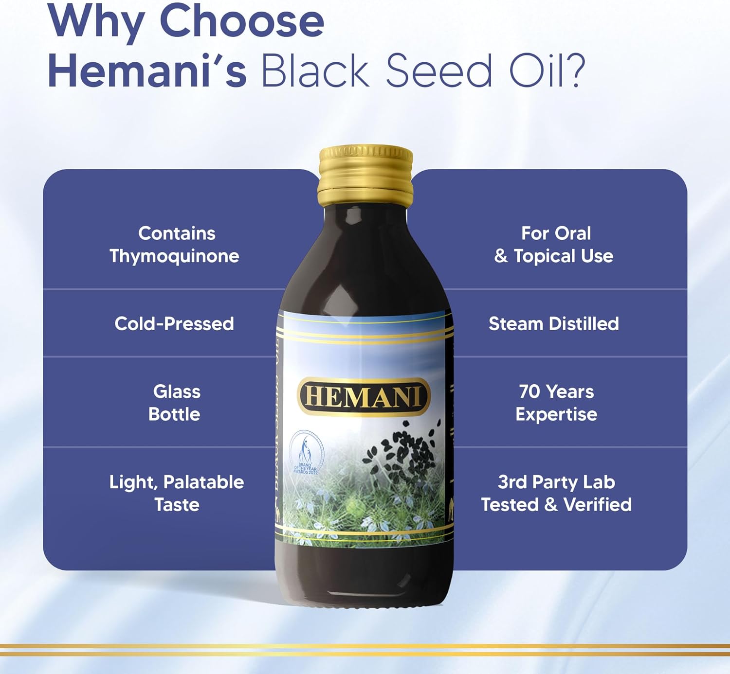 Hemani Organic Black Seed Oil Premium Cold-Pressed Nigella Sativa Producing Pure Black Cumin Seed Oil- Aids in Digestive Health, Immune Support, Brain Function, Joint Mobility, Antioxidant Supplement.