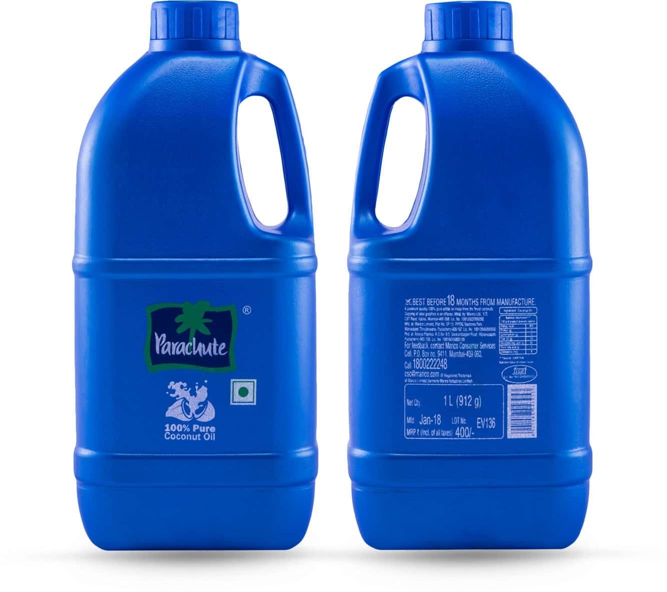 Parachute 100% Pure and Natural Coconut Hair Oil enriched with nutrients that prevent hair fall, strengthen hair strands from roots to tips, and boost hair growth with a FREE WIDE-TOOTHED COMB-1.0 L.