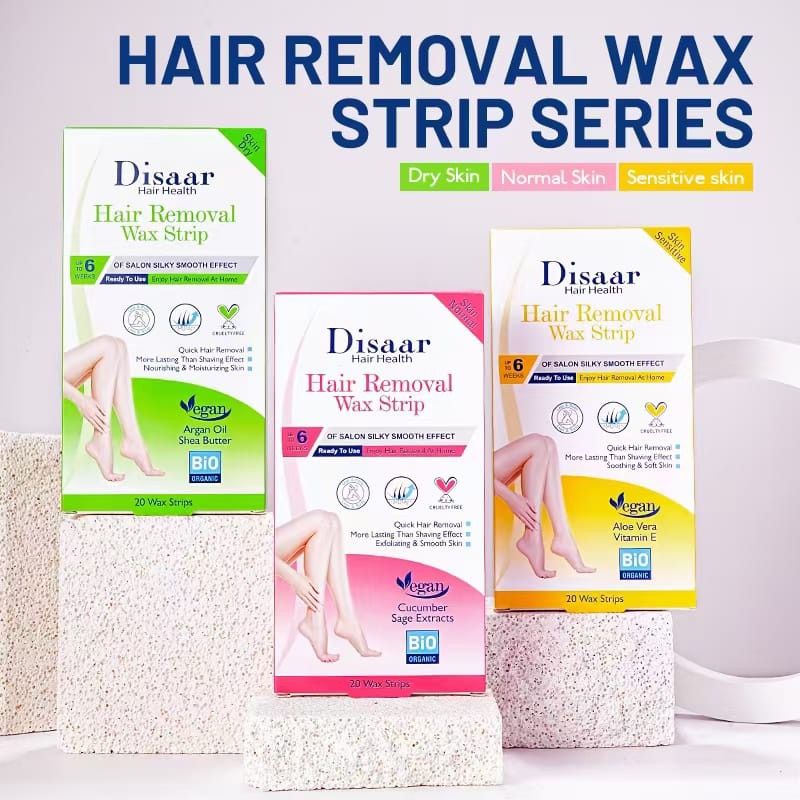 Disaar 20 Strips/Set Exquisite Girl Hair Removal Wax Strip, Exfoliating & Smooth Skin, Quick Hair Removal More Lasting than Shaving Effect Depilatory Wax paper-1 Set, Armpit, Lip, Body and  Versatile.