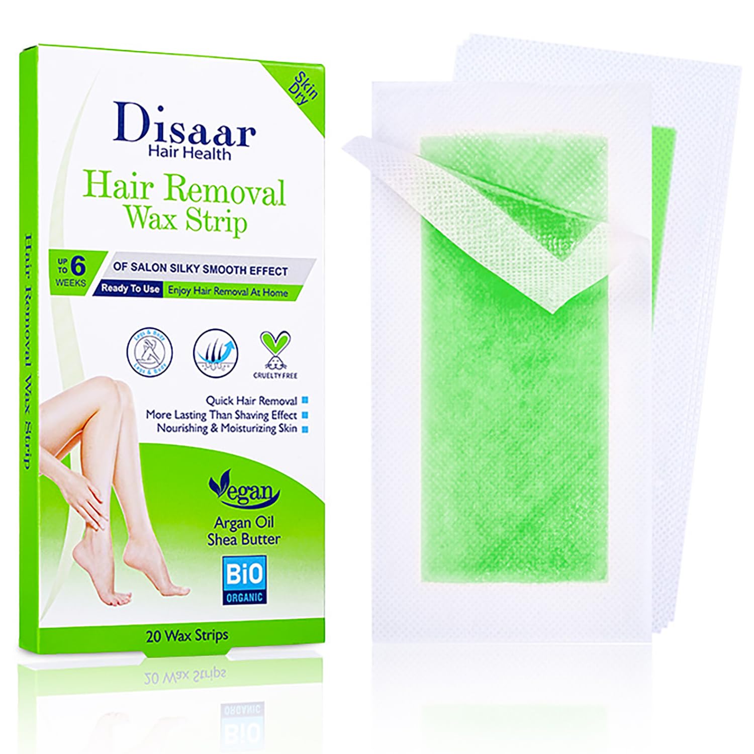 Disaar 20 Strips/Set Exquisite Girl Hair Removal Wax Strip, Exfoliating & Smooth Skin, Quick Hair Removal More Lasting than Shaving Effect Depilatory Wax paper-1 Set, Armpit, Lip, Body and  Versatile.