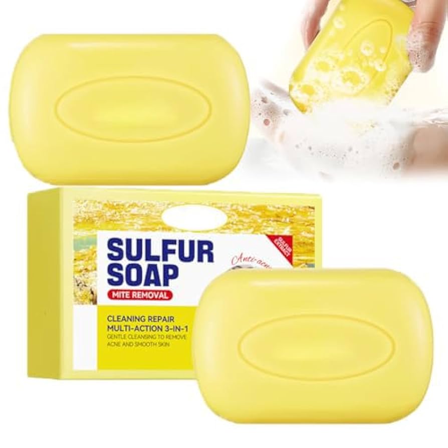 Sulfur Soap-Acne Treatment-Cleaner Bar Soap-Helps you Reduce Excess Oil and Acne Pimples-Keeps Pores Cleaner- Bug Bites, Warts Treatment, Viral Bumps, Nodes & Itching  Used on hair and body-100G.