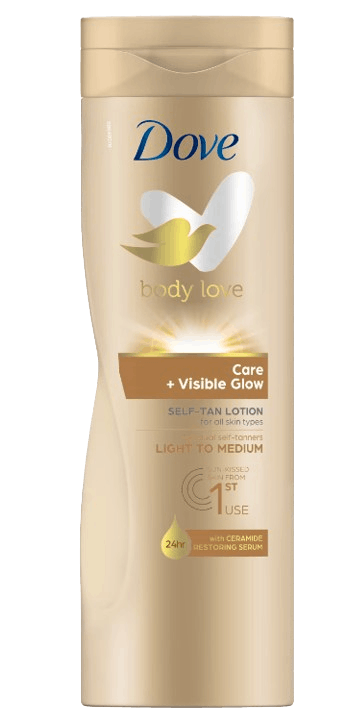 Dove Summer Luminous Body Love Care + Visible Glow Gradual Self-Tanning, Body Lotion with Ceramide Restoring Serum for all Skin Types, giving natural-looking, sun-kissed radiance from First use-400ml.