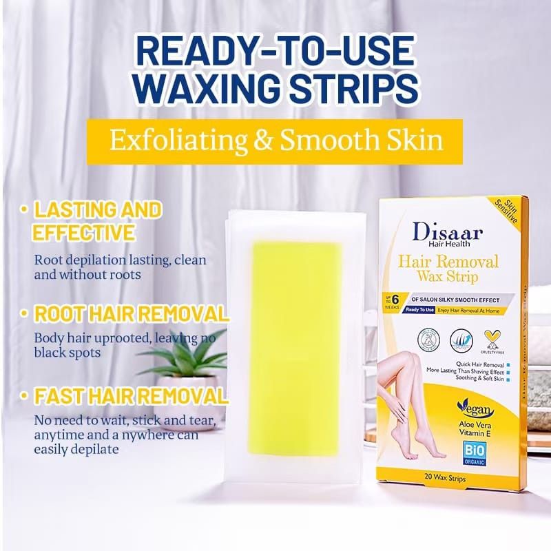 Disaar 20 Strips/Set Exquisite Girl Hair Removal Wax Strip, Exfoliating & Smooth Skin, Quick Hair Removal More Lasting than Shaving Effect Depilatory Wax paper-1 Set, Armpit, Lip, Body and  Versatile.