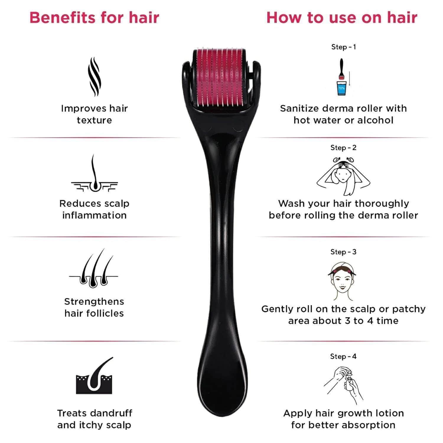 Hair Lotion Herbs-100% Natural Hair Growth Treatment-120mL,Johnson's Shampoo and Derma Roller for Hair Growth, Repairs Damaged Hair, Activates Hair Follicles, Anti-Hair Fall & Hair Thickening.