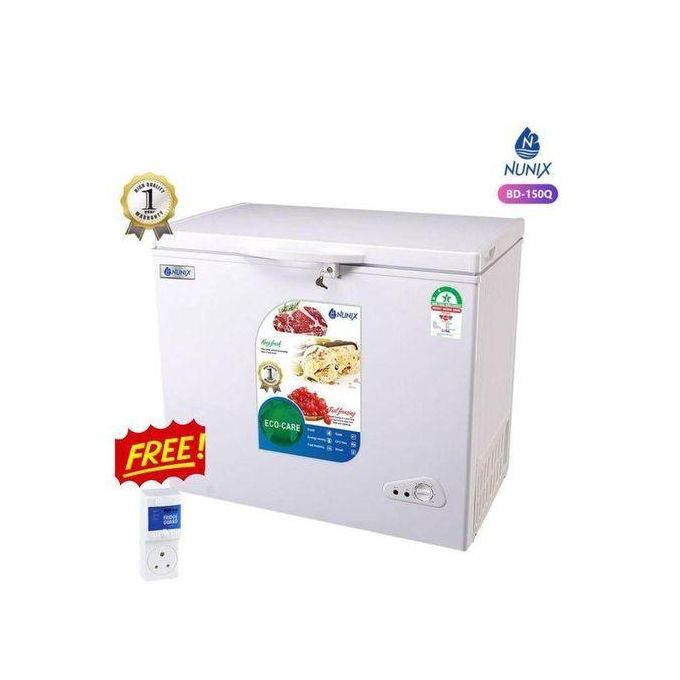 Nunix 150L Large Capacity Chest Freezer with Ecocare and Energy Saving Technologies+ Free Freezer Guard