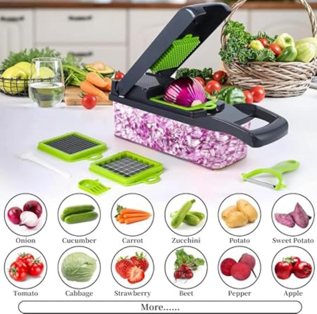 chopperNEW 14 in 1 Multifunction Vegetable Cutter Food Slicer Dicer Nicer Vegetable Fruit Peeler Chopper Cutter Carrot Cheese GraterVegetable Chopper,12-in-1 Multifunctional Food Chopper,Professional