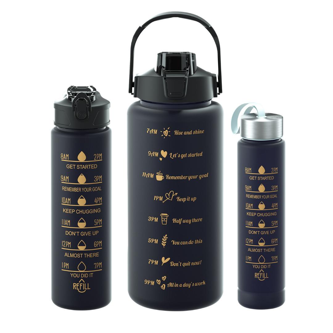 3 in1 water bottle,to go water carrier,3 in1 motivation water bottles,container, drinker,New 3pcs waterbottle,new arrival affordable water bottles, leak proof BPA free large capacity best quality l