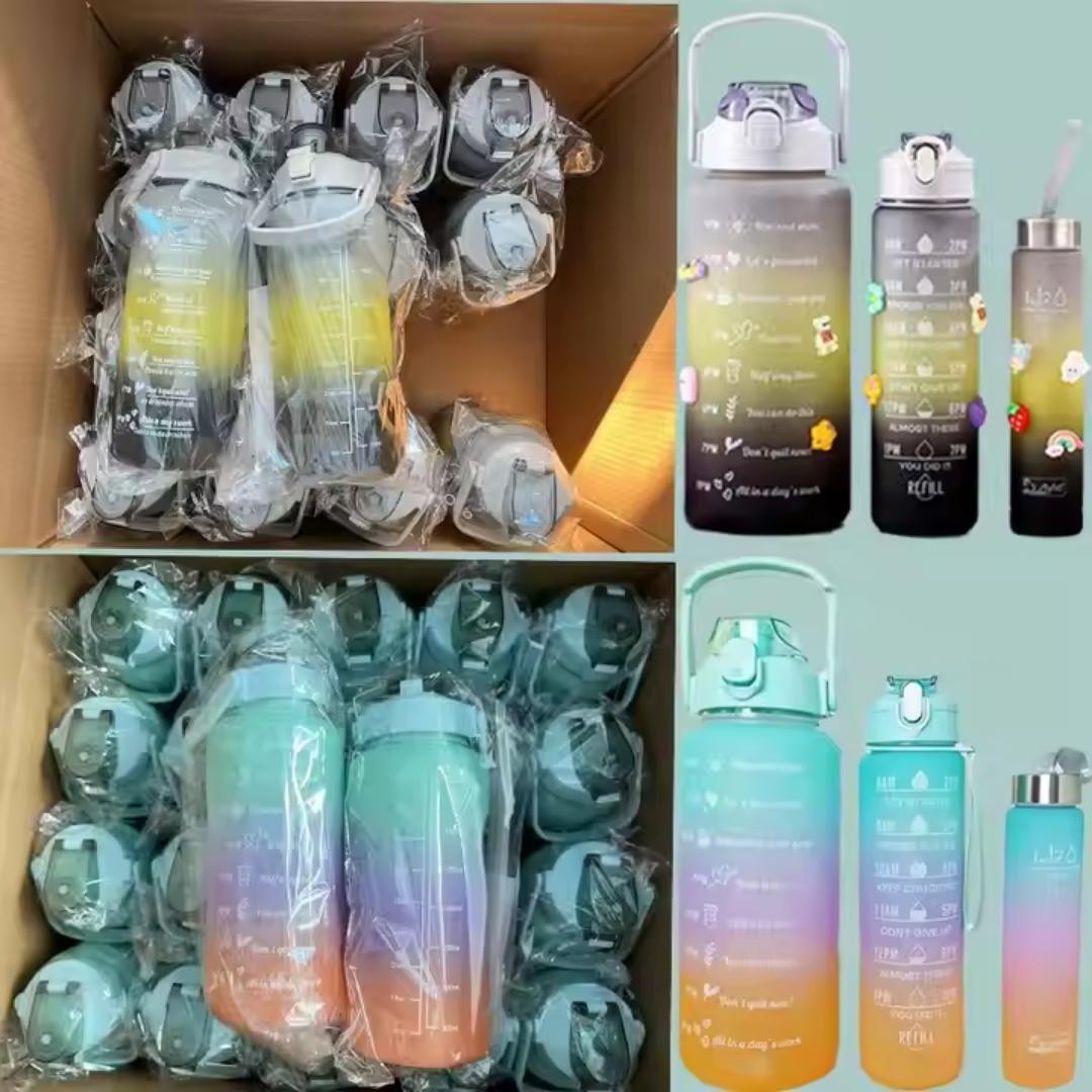 3 in1 water bottle,to go water carrier,3 in1 motivation water bottles,container, drinker,New 3pcs waterbottle,new arrival affordable water bottles, leak proof BPA free large capacity best quality l
