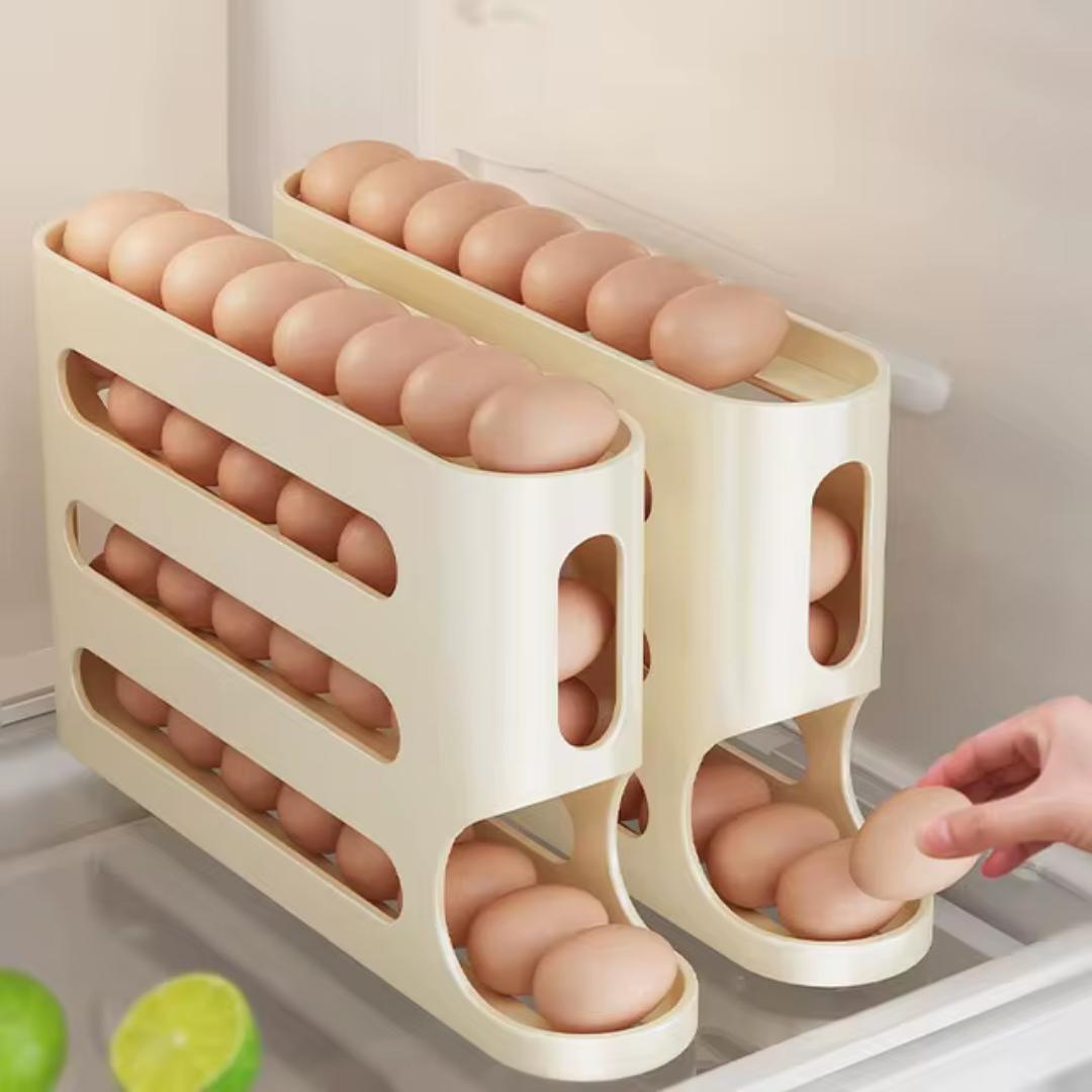 egg tray / crate,egg dispenser, egg rack,egg holder for fridge,4 tiers dispenser, fridge organizer, space saving egg organizer, fridge egg rack.