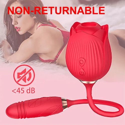 Rose Sucking Vibrator DUAL Stimulator Dildo Sex Toy Clitoris NIPPLE SUCKER Thrusting Dildo - Women