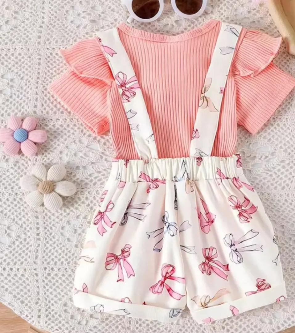Baby Girl Romper with Ruffled Sleeves - 6-18 Months