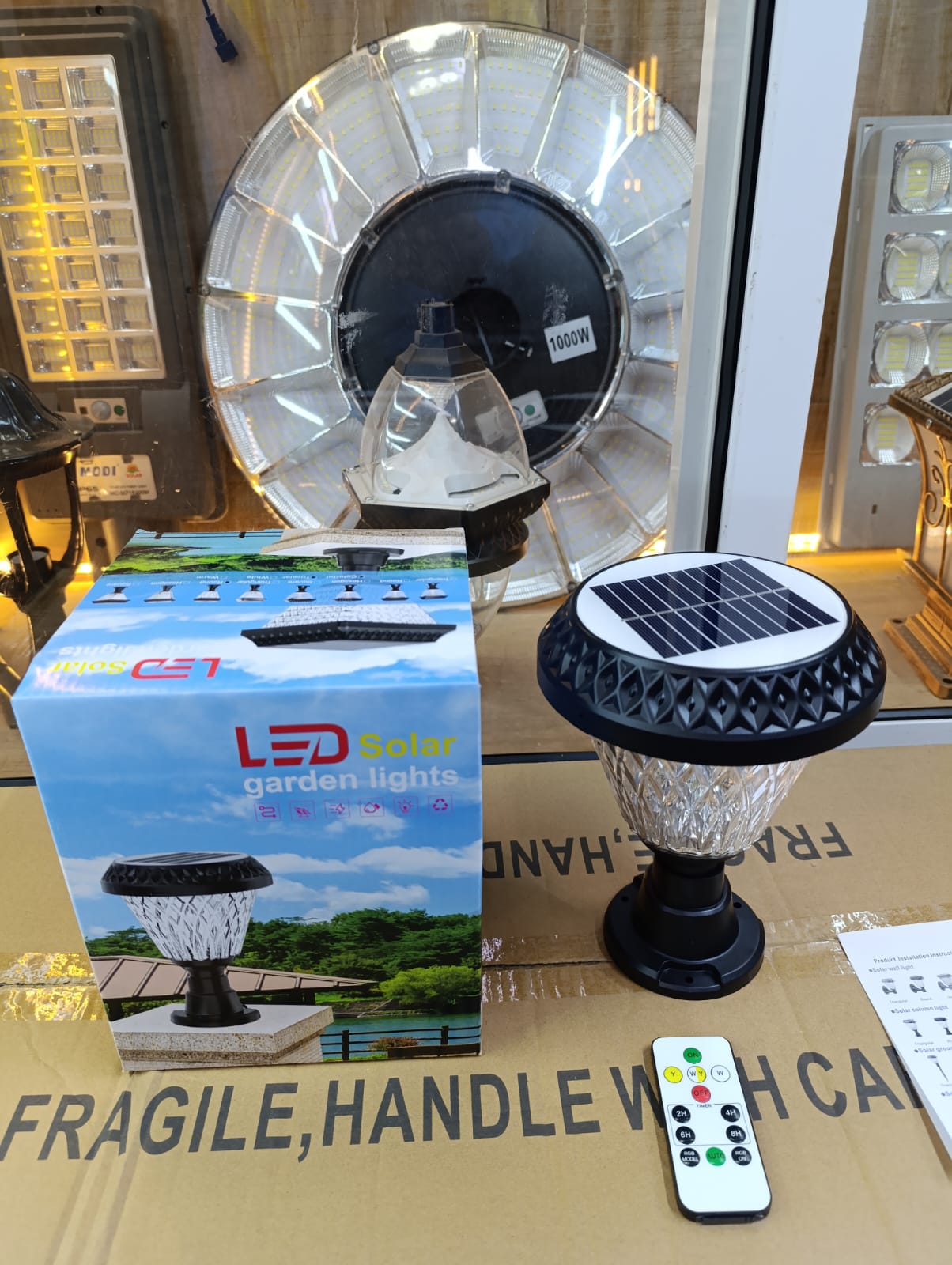*Solar Gate/Garden Light*

* Solar Powered.

* Bright led light.

* Remote control.

* White,warm white , RGB Lighting colours.

* Timing function.

* Auto On/Off.

* Easy to Install.

* Suitable for