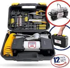 Portable Double Cylinder Car Air Compressor ,Tire Pump Auto Air Inflator With LED Light ,Tire Repair Kits▫️