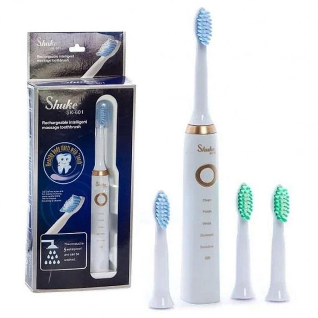 *New arrival🪷🥶*



*Shuke sk-601 rechargable intelligent massage toothbrush with 5 brushing options and 4 brush heads now available in 3 colours 🥼*
