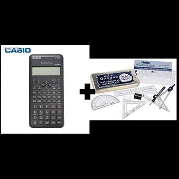 Educational KNEC Approved Calculator Used In Kenya Curriculum Fx-82MS + Free Helix Oxford School Mathematical Set/Geometrical Set