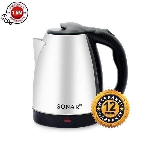 Sonar Stainless Steel 1.8Ltr Electric Kettle,1.5m Power Cord,1500W Fast Boil