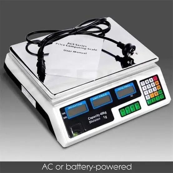 40kgs AC or Battery-powered weighing scale with rechargeable battery, stainless steel Quality Electronic Scale.