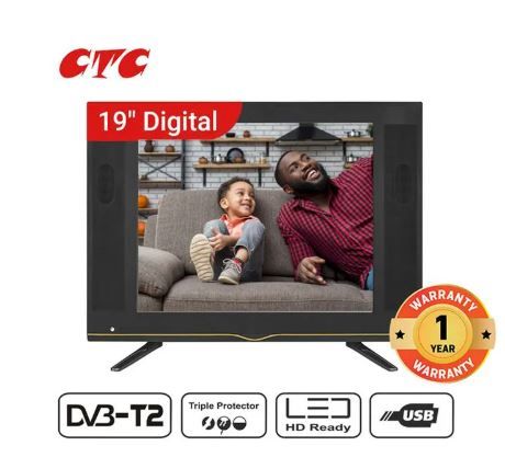 CTC 19SP17CT2 19 ; Inches Digital TV HD Television with 12 Months WarranCompact and reliable, the 19" CTC Digital TV delivers crisp visuals in a sleek design, ideal for bedrooms or kitchen spaces.