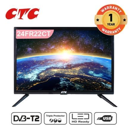CTC 22 Inch (24FR22CT2) Digital TV Full HD Television Black 24FR22CT,With DC cable,USB, Contact Movie share, Enery saving, Tripple Protector, DVB-T2