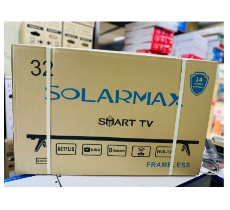Solarmax 32 FRAMELESS,32" Inch Bluetooth Enabled Television Smart TV Digital TV Inbuilt Decoder Built-in WIFI Appstore