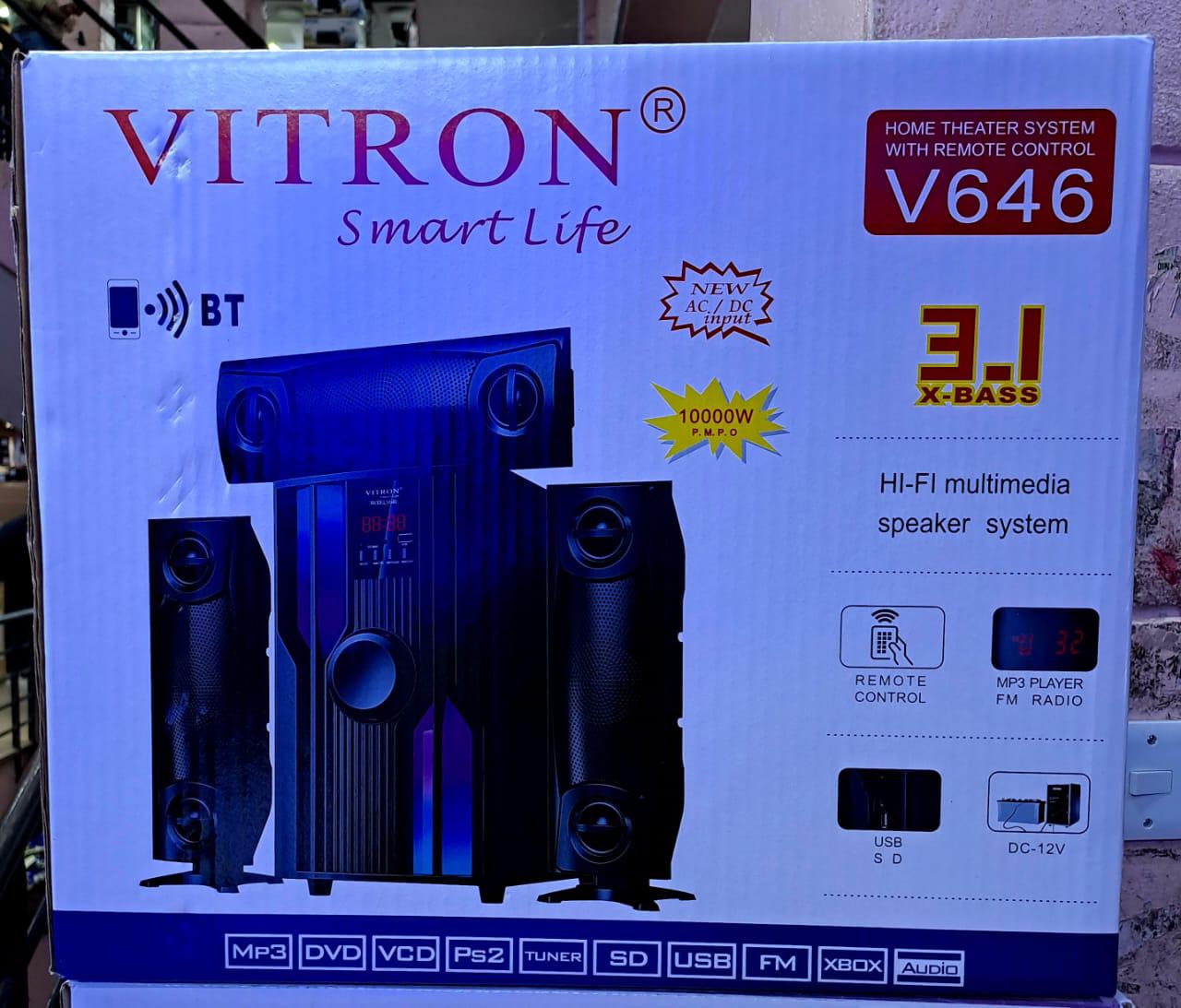 VITRON V646 3.1-CHANNEL X-BASS HOME THEATER SYSTEM WITH 10,000W PMPO, BLUETOOTH, USB/SD, FM RADIO & REMOTE CONTROL