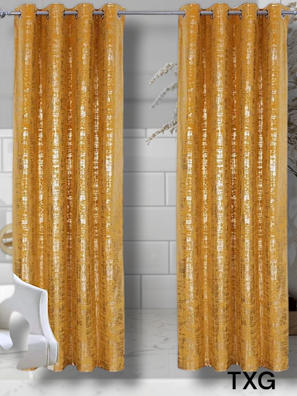 3 pc marble velvet curtains 1.5m Each Sheer 3m Heights 2.5cm, Blackout curtains, Eyelet Design, Fade Resistant Material, Wrinkle free, Quality Guaranteed