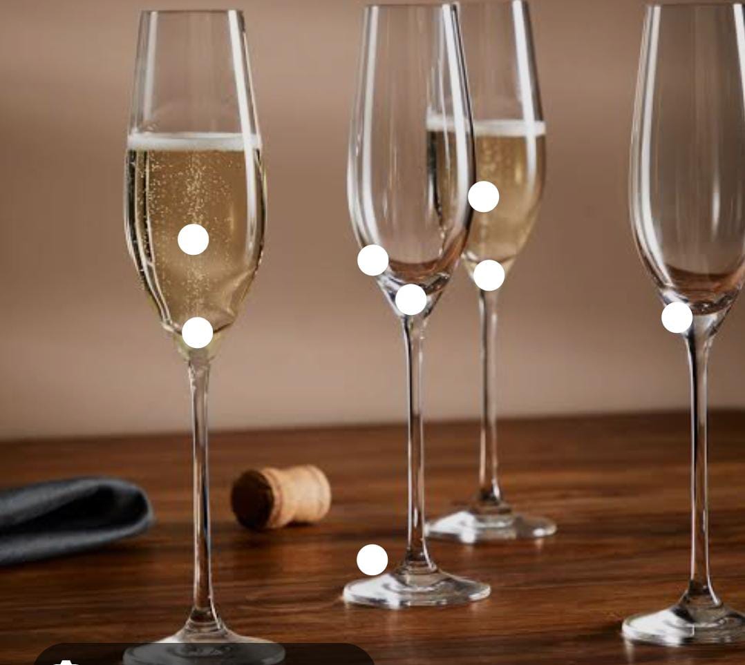 Set Of 6 Champagne Glasses, features the luxurious feeling that’s set to turn heads, add beauty to your bar/ kitchen top