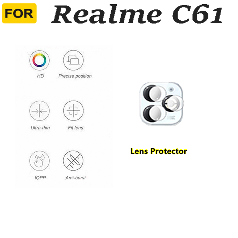 4in1 For  Realme  C61 anti-fall mobile phone case + tempered glass film + lens film+Back Film Cellphone
