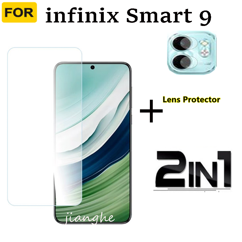 3 in 1 For  infinix Smart 9 Shockproof Phone Case  + Full coverage tempered glass film + lens film