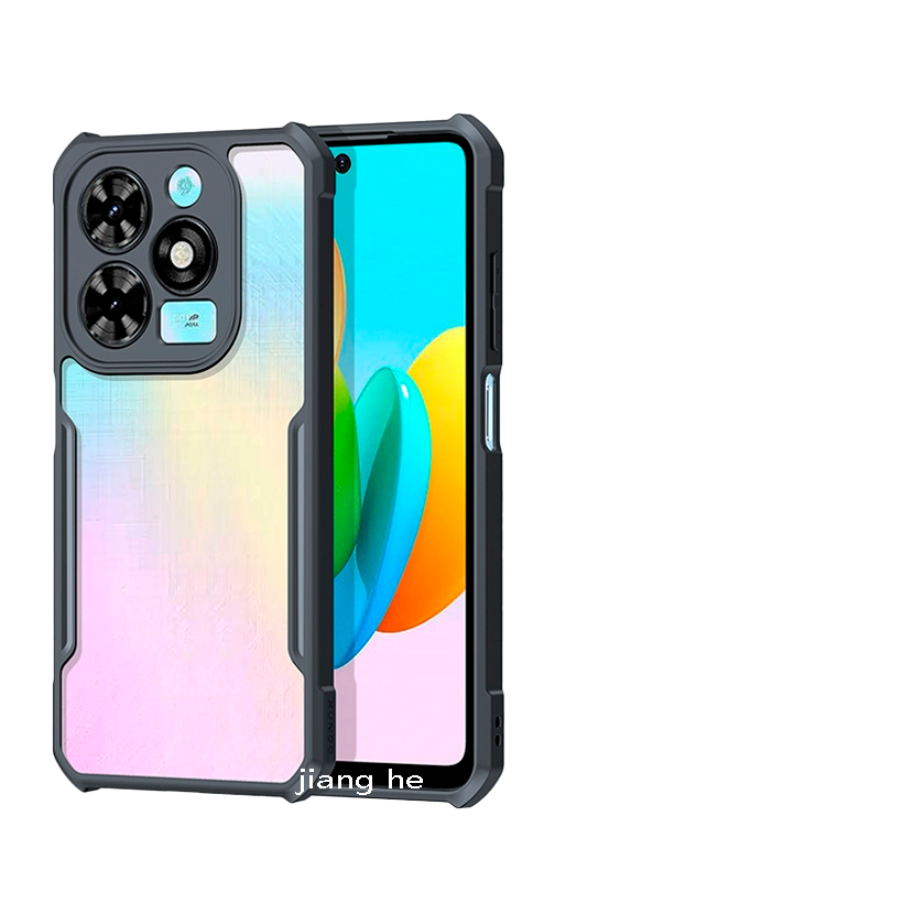 3 in1  Shockproof Phone Case For Tecno Spark 20/20c Full screen covered with tempered glass film+ lens film