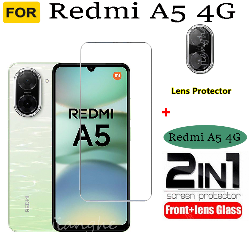 2 in1  For Redmi A5 4G Full screen tempered glass film+ Camera Lens film