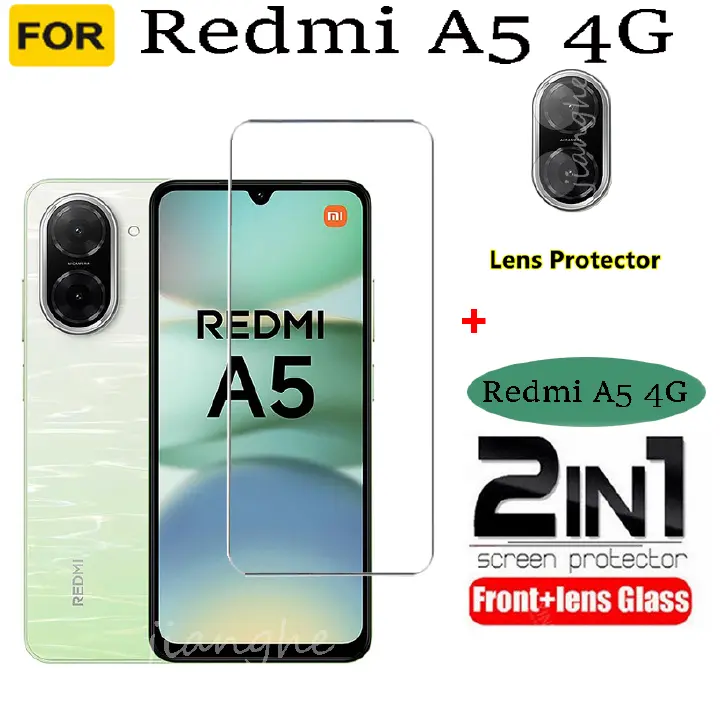 2 in1  For Redmi A5 4G Full screen tempered glass film+ Camera Lens film