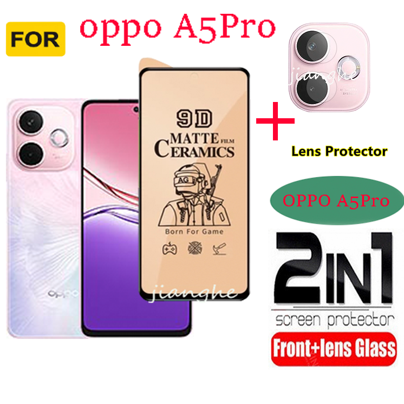 2 IN1 For oppo A5 Pro  5G Ceramic full cover screen protection film +  camera lens film