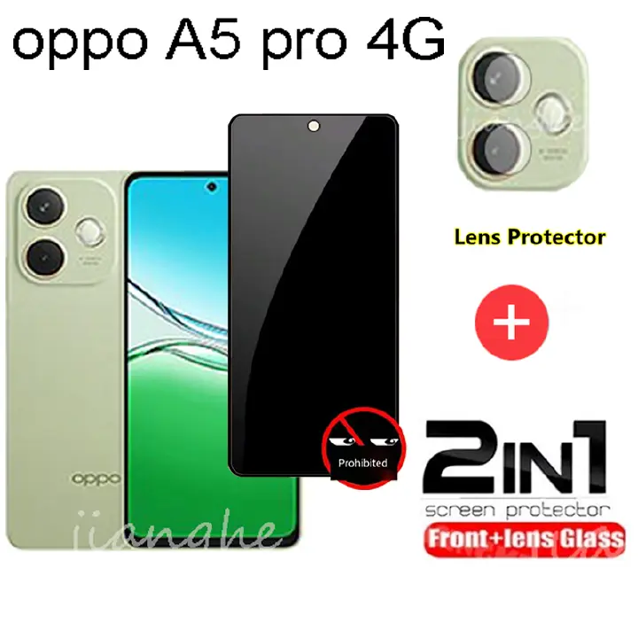2 in 1 For oppo A5 pro 4G Anti-spy privacy Fully covered tempered glass screen protector    +Camera Lens Film