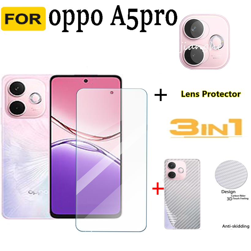 3-in-1 For oppo A5 pro 5G 4G  mobile phone shockproof transparent case + full-coverage curved screen high-definition tempered glass film + camera lens film