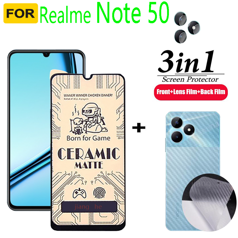 3 IN 1 Realme Note 50 C51 C53 C61 C63 Ceramic Tempered Glass Lens Glass Screen Protector and Back Film