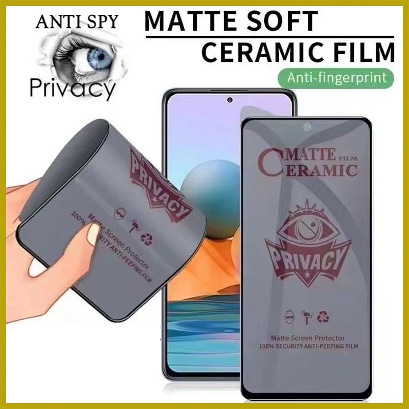 3 in1 For Tecno Spark 20pro Shockproof Phone Case +Anti Spy Soft Ceramic Matte Privacy Tempered Glass+Camera Lens Film
