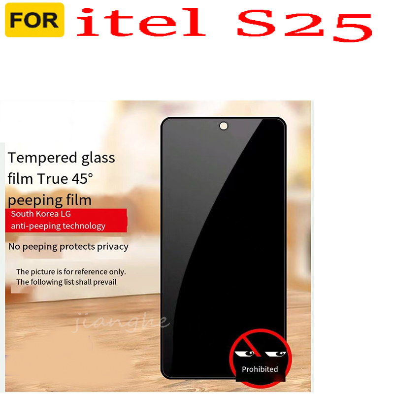 3 in 1 For itel S25 S23 S24  Anti-spy privacy Fully covered tempered glass screen protector    +Camera Lens Film+Back film